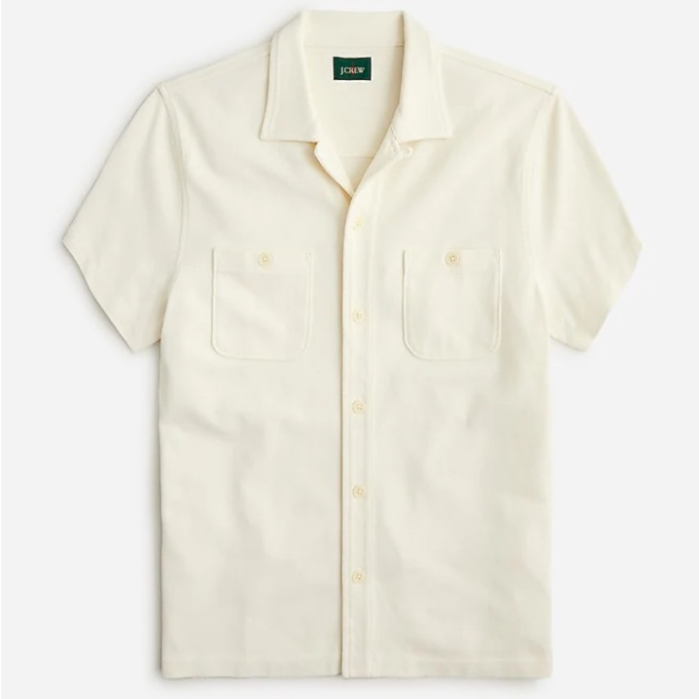 JCREW Mens Piqué Camp-Collar shirt